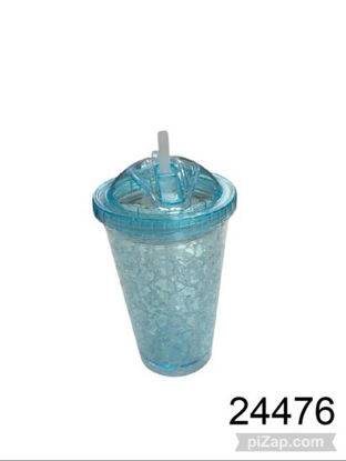 Imagen de VASO PLASTICO C/SORBETE SILICONA Y TRABA 450ML 12.25